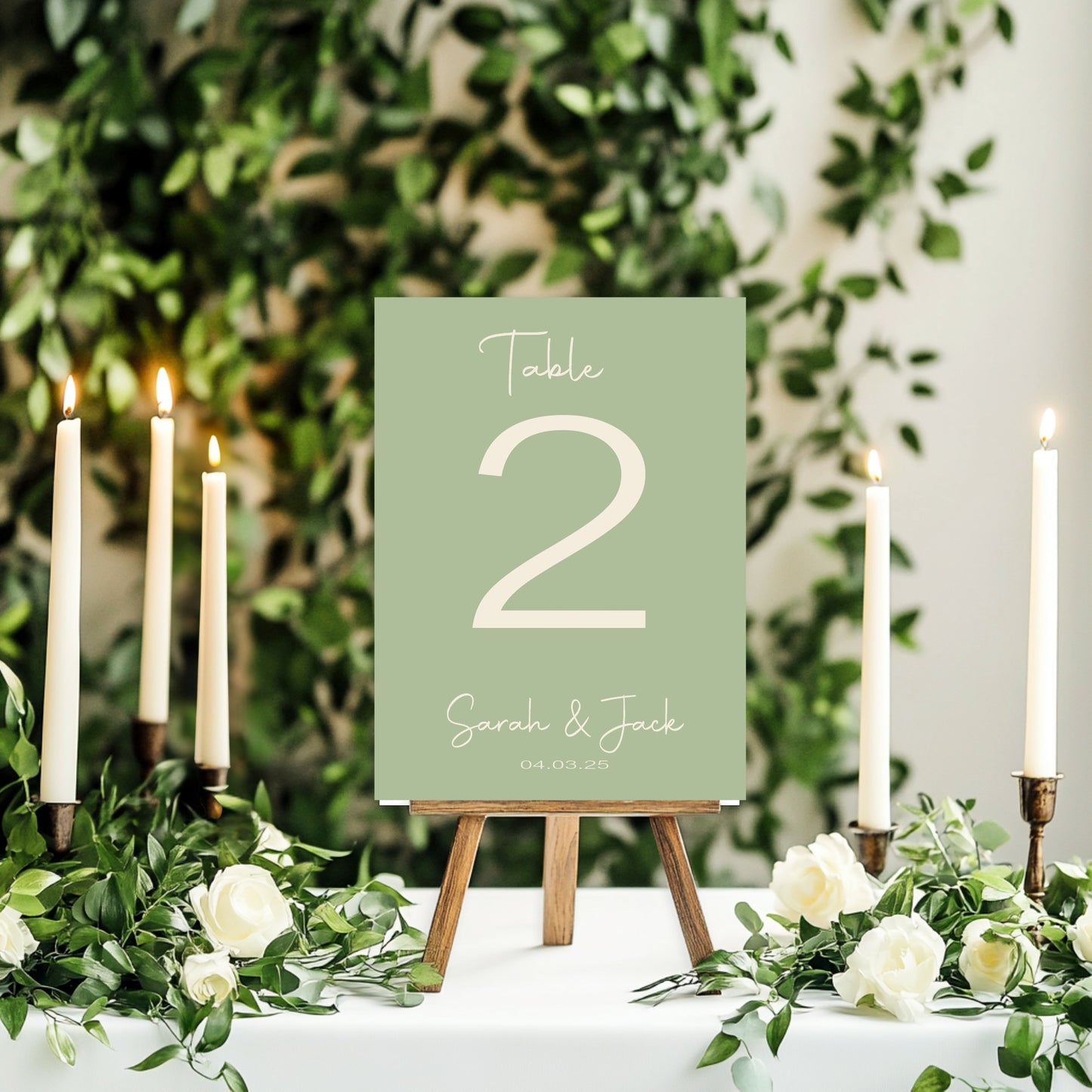 Willow Pack of Personalised Table Number Wedding Party Signs | A5