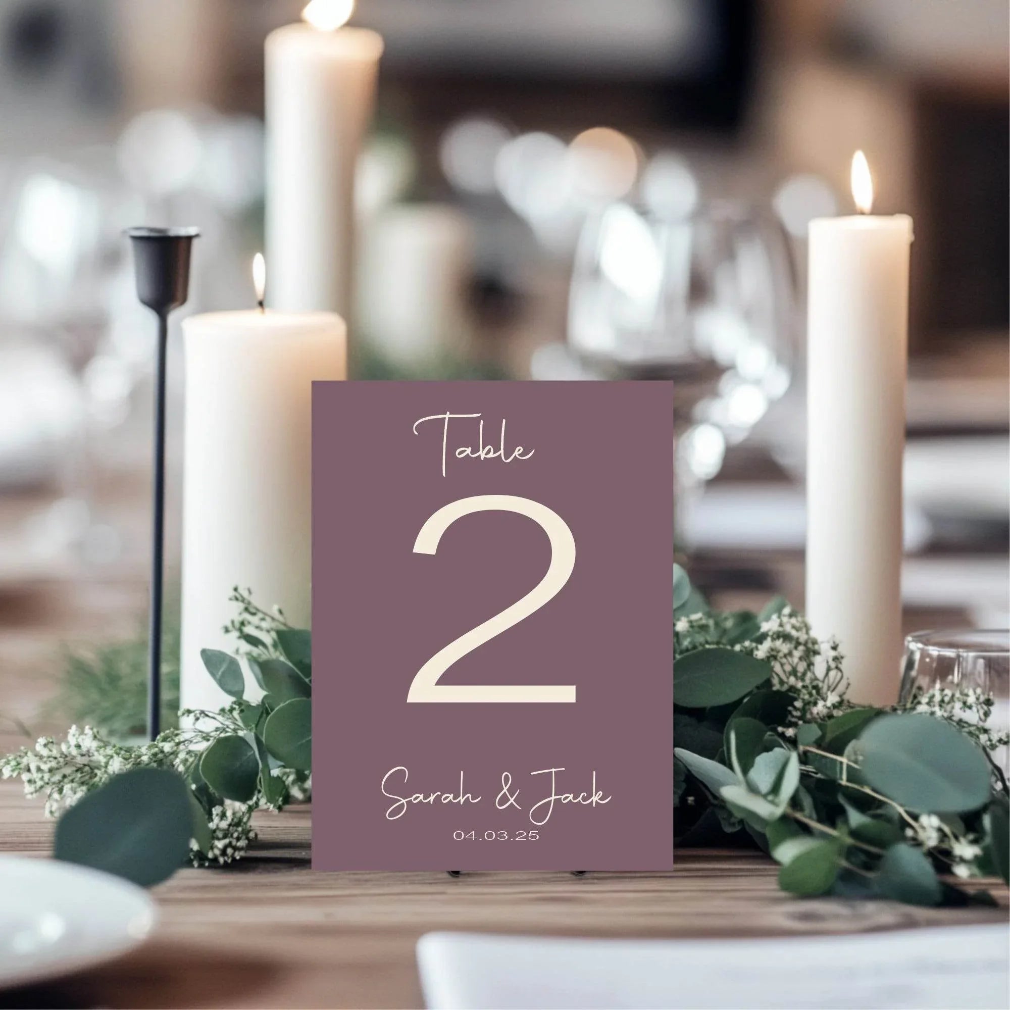 Heather Pack of Personalised Table Number Wedding Party Signs | A5 - Larosier Prints