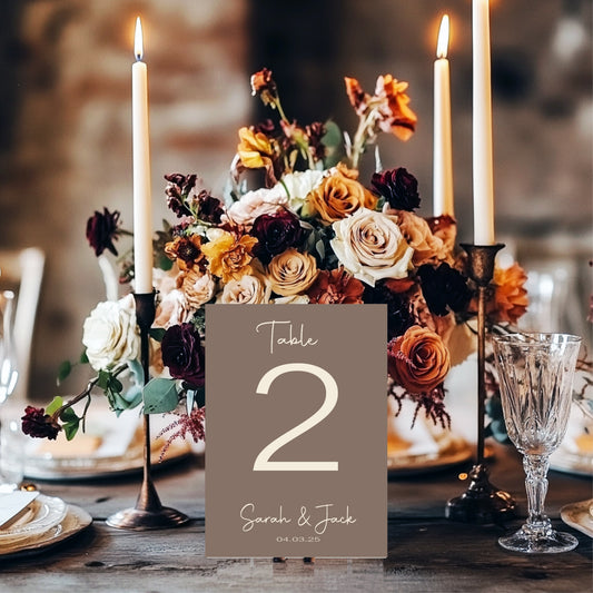 Earth Pack of Personalised Table Number Wedding Party Signs | A5