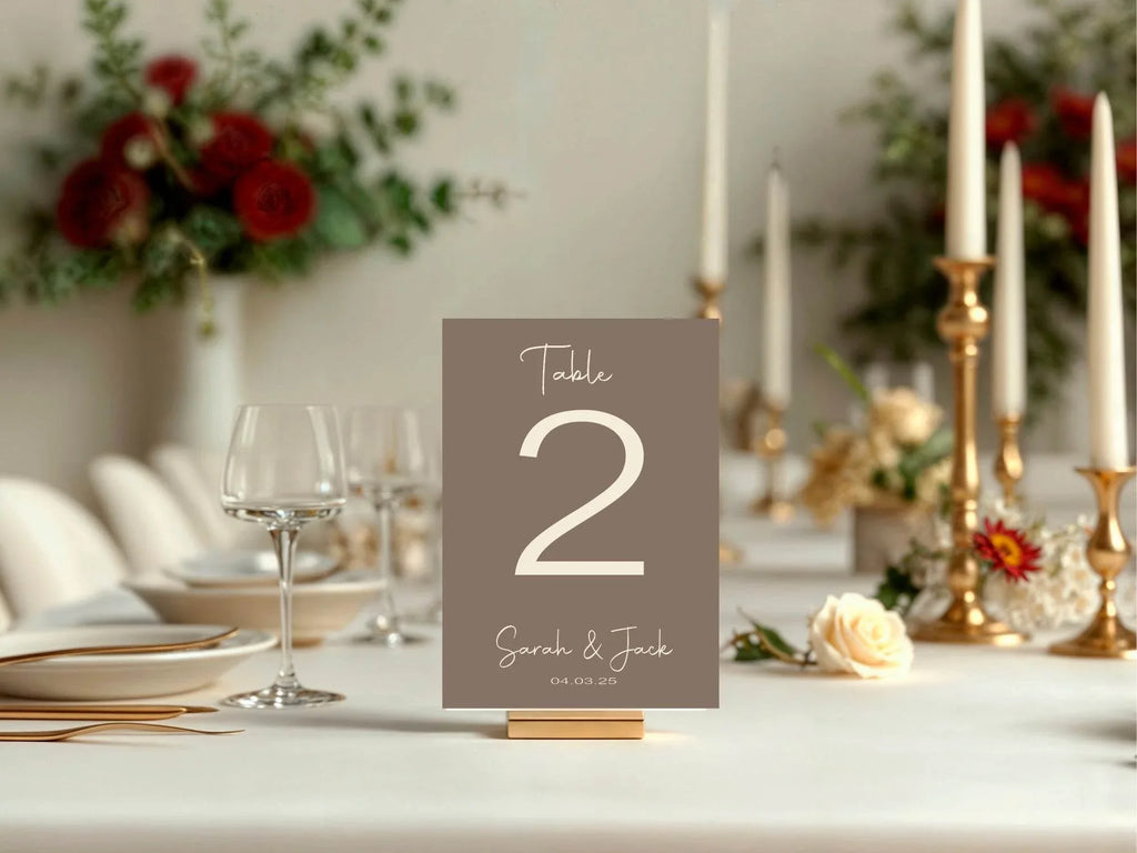Earth Pack of Personalised Table Number Wedding Party Signs | A5 - Larosier Prints