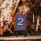 Sapphire Pack of Personalised Table Number Wedding Party Signs | A5 - Larosier Prints