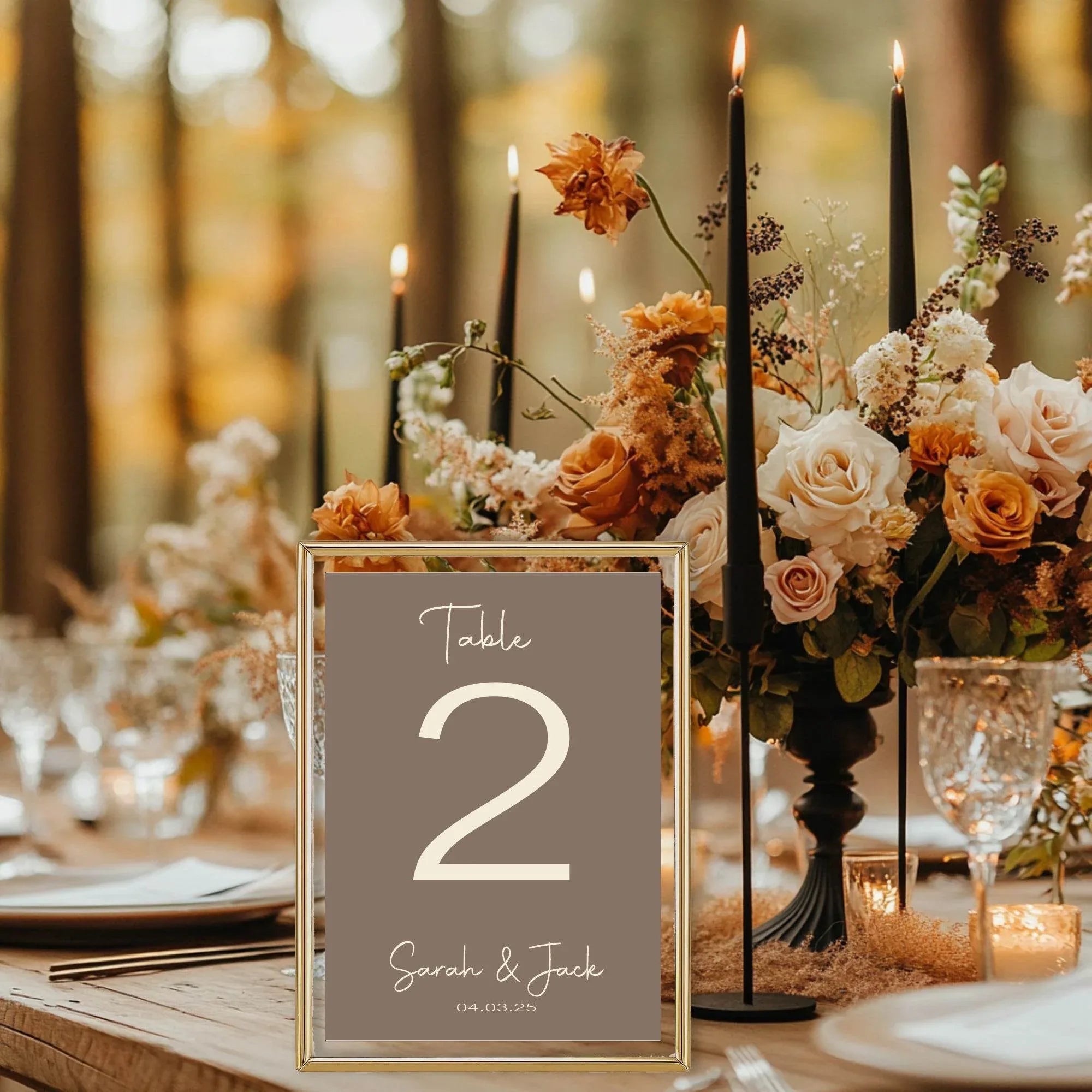 Earth Pack of Personalised Table Number Wedding Party Signs | A5 - Larosier Prints