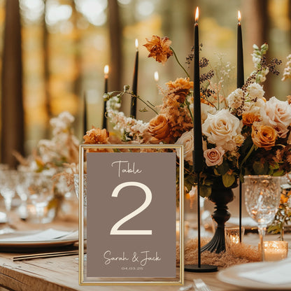 Earth Pack of Personalised Table Number Wedding Party Signs | A5