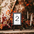 Black & White Stripe Pack of Personalised Table Number Wedding Party Signs - Larosier Prints