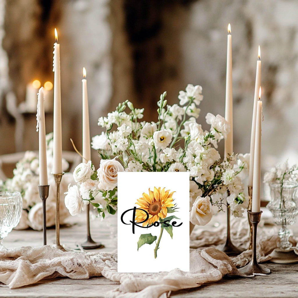 Sunflower Pack of Table Names Wedding Party Signs - Larosier Prints