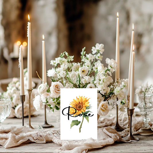 Sunflower Pack of Table Names Wedding Party Signs