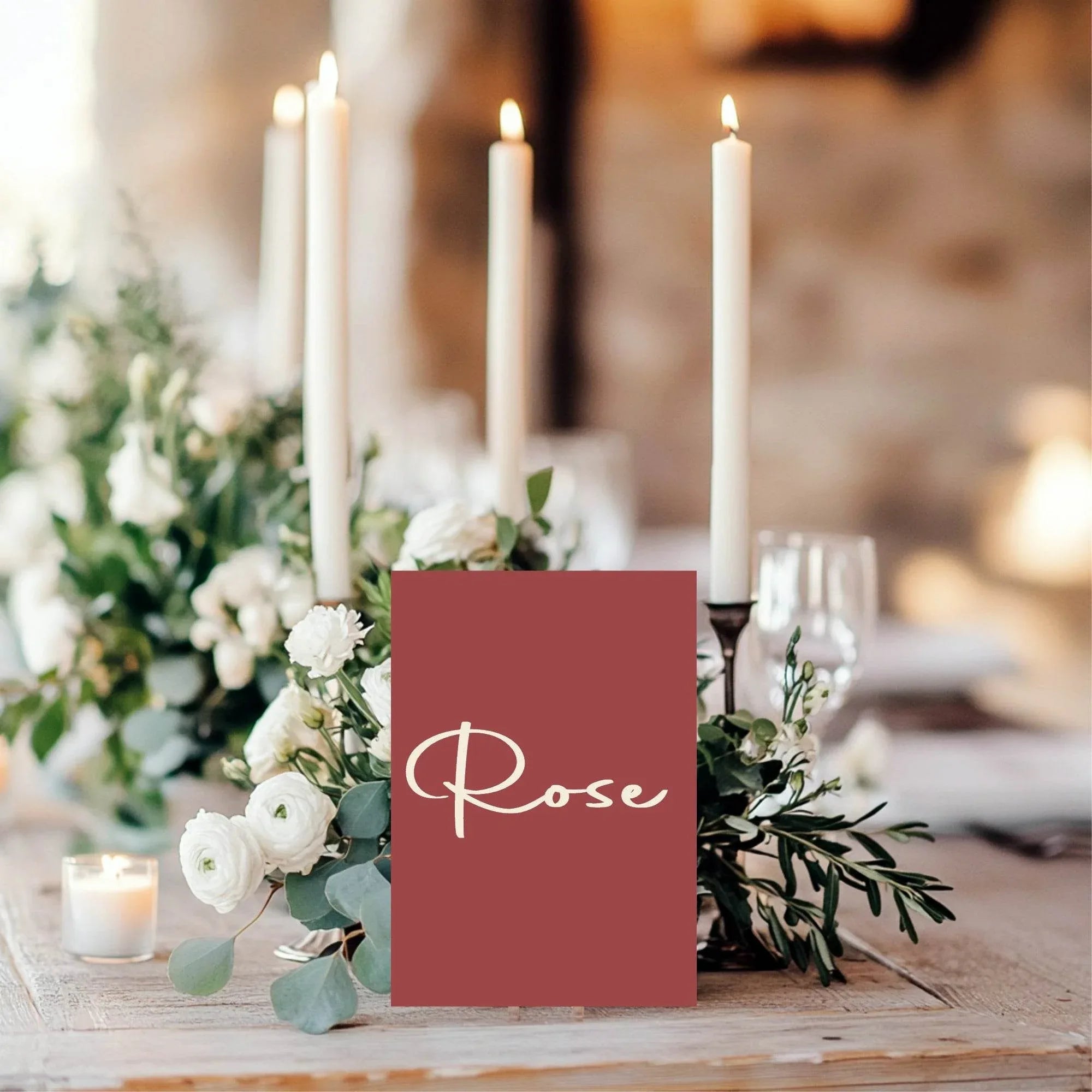 Rosewood Pack of Table Names Wedding Party Signs | A5 - Larosier Prints
