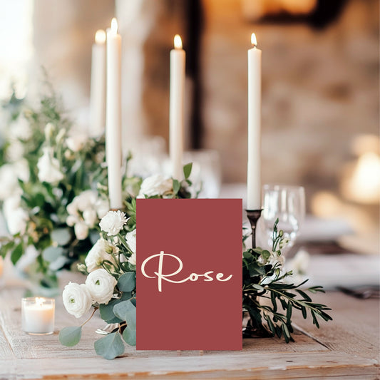 Rosewood Pack of Table Names Wedding Party Signs | A5