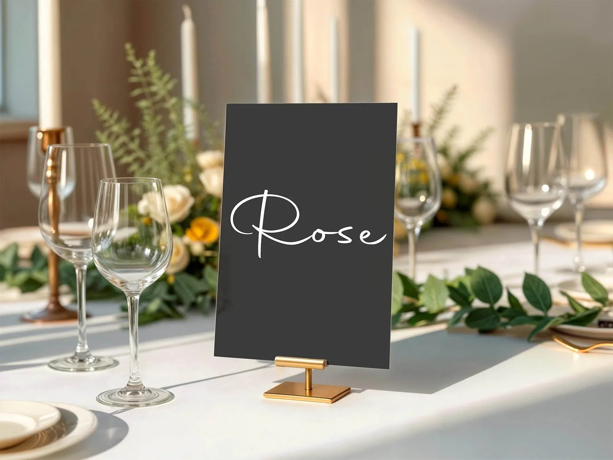Minimalist Noir Pack of Table Names Wedding Party Signs - Larosier Prints