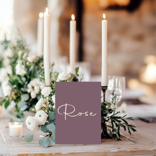 Heather Pack of Table Names Wedding Party Signs | A5