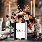 Black & White Stripe Pack of Table Names Wedding Party Signs - Larosier Prints
