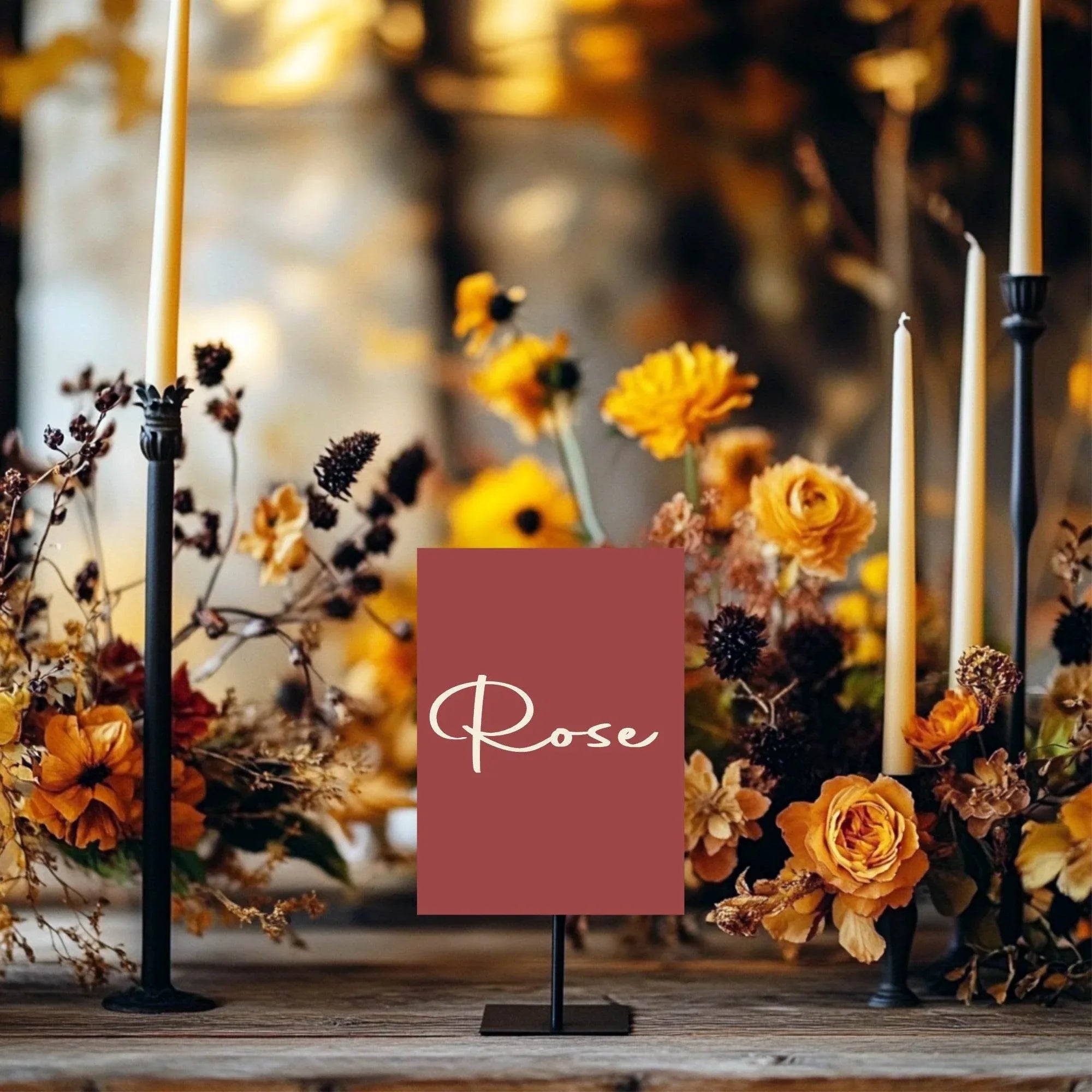 Rosewood Pack of Table Names Wedding Party Signs | A5 - Larosier Prints