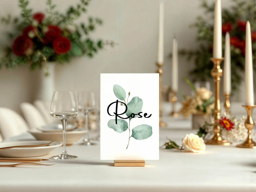 Eucalyptus Pack of Table Names Wedding Party Signs - Larosier Prints