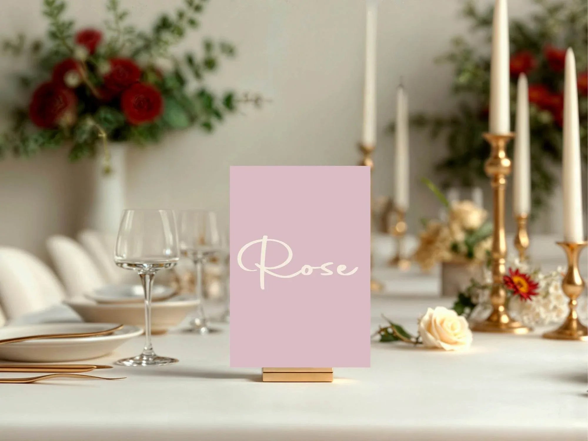 Dusky Pink Pack of Table Names Wedding Party Signs | A5 - Larosier Prints