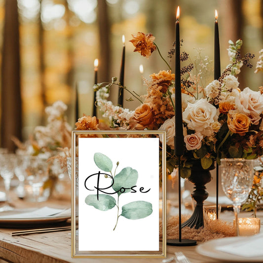Eucalyptus Pack of Table Names Wedding Party Signs