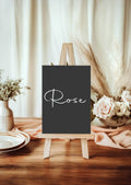 Minimalist Noir Pack of Table Names Wedding Party Signs - Larosier Prints