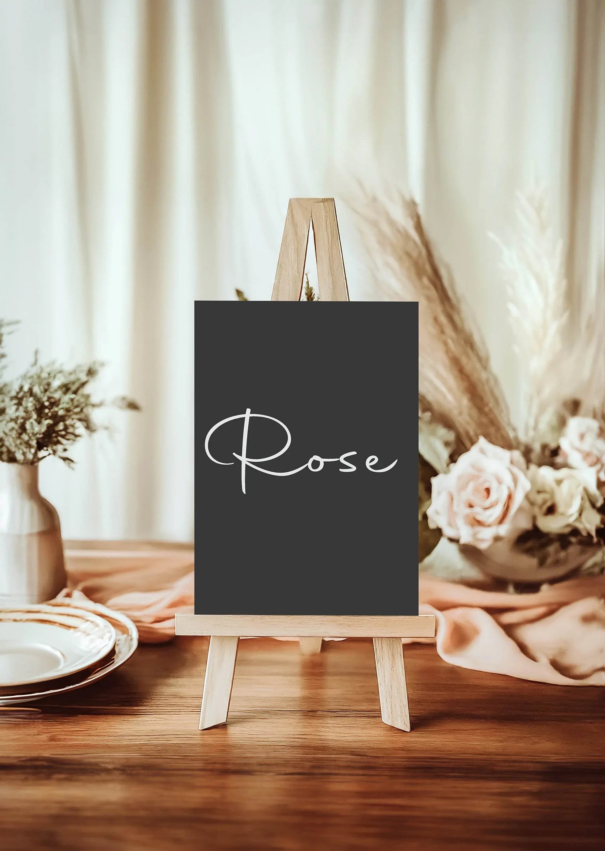 Minimalist Noir Pack of Table Names Wedding Party Signs - Larosier Prints