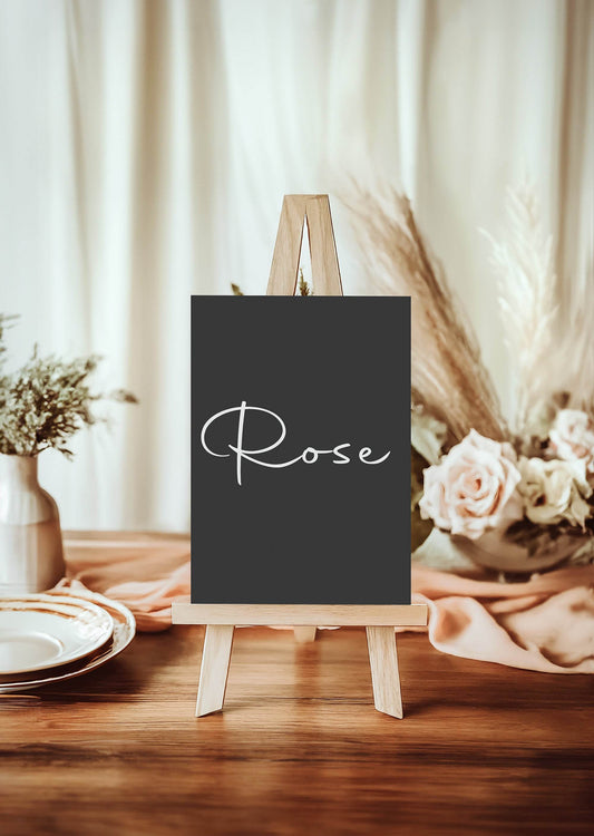 Minimalist Noir Pack of Table Names Wedding Party Signs