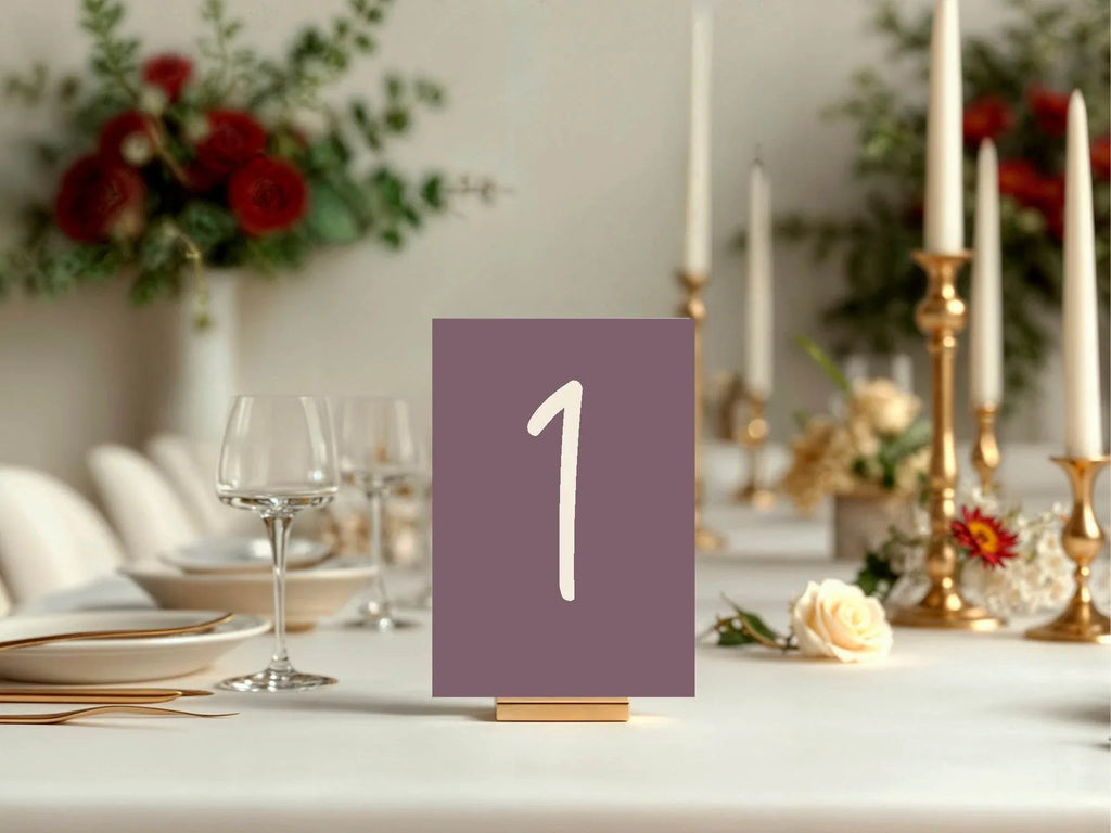 Heather Pack of Table Number Wedding Party Signs | A5 - Larosier Prints