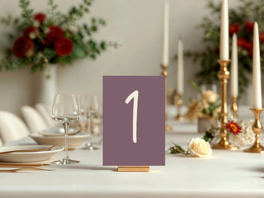 Heather Pack of Table Number Wedding Party Signs | A5