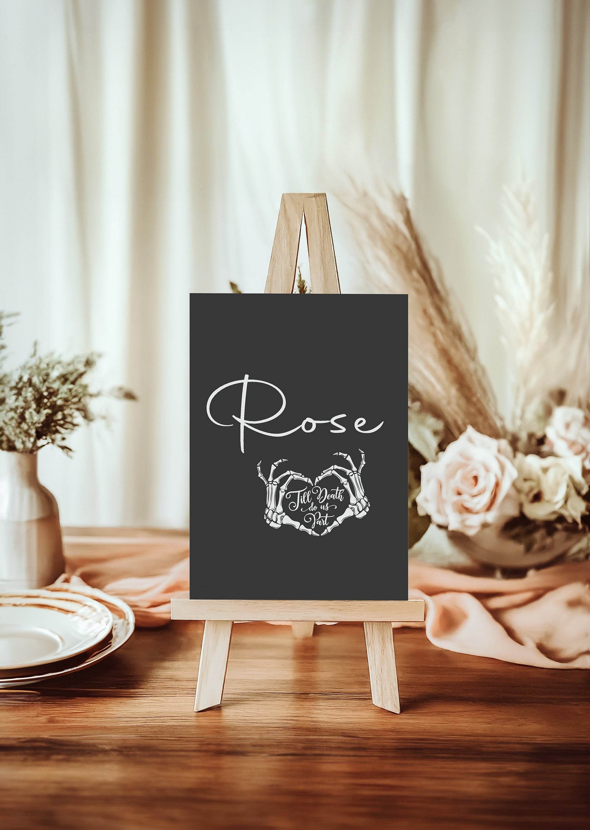 Gothic Pack of Table Names Wedding Party Signs