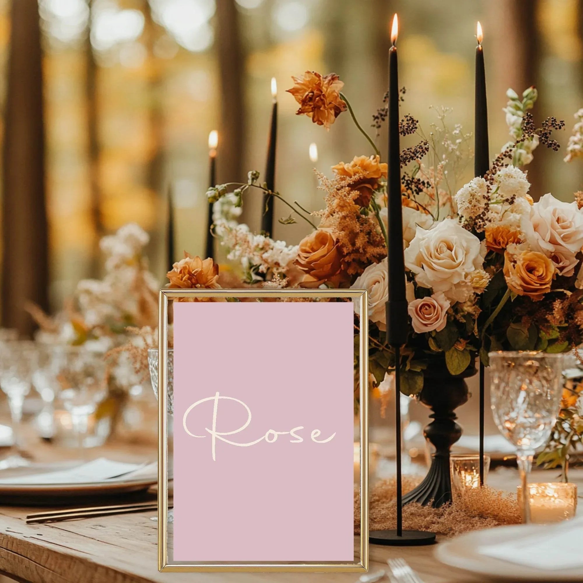 Dusky Pink Pack of Table Names Wedding Party Signs | A5 - Larosier Prints