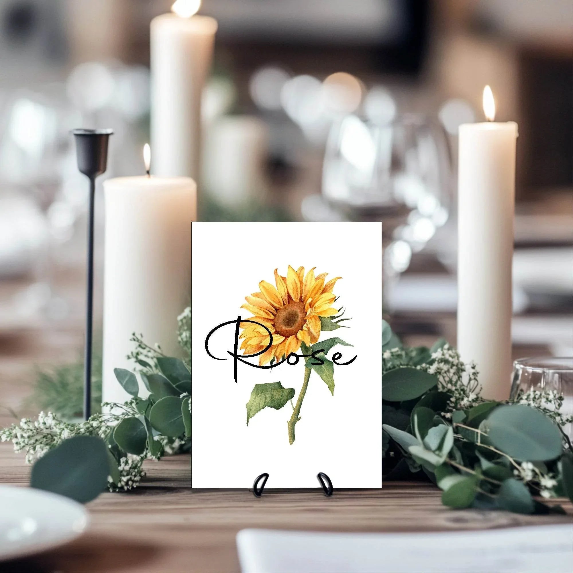 Sunflower Pack of Table Names Wedding Party Signs - Larosier Prints