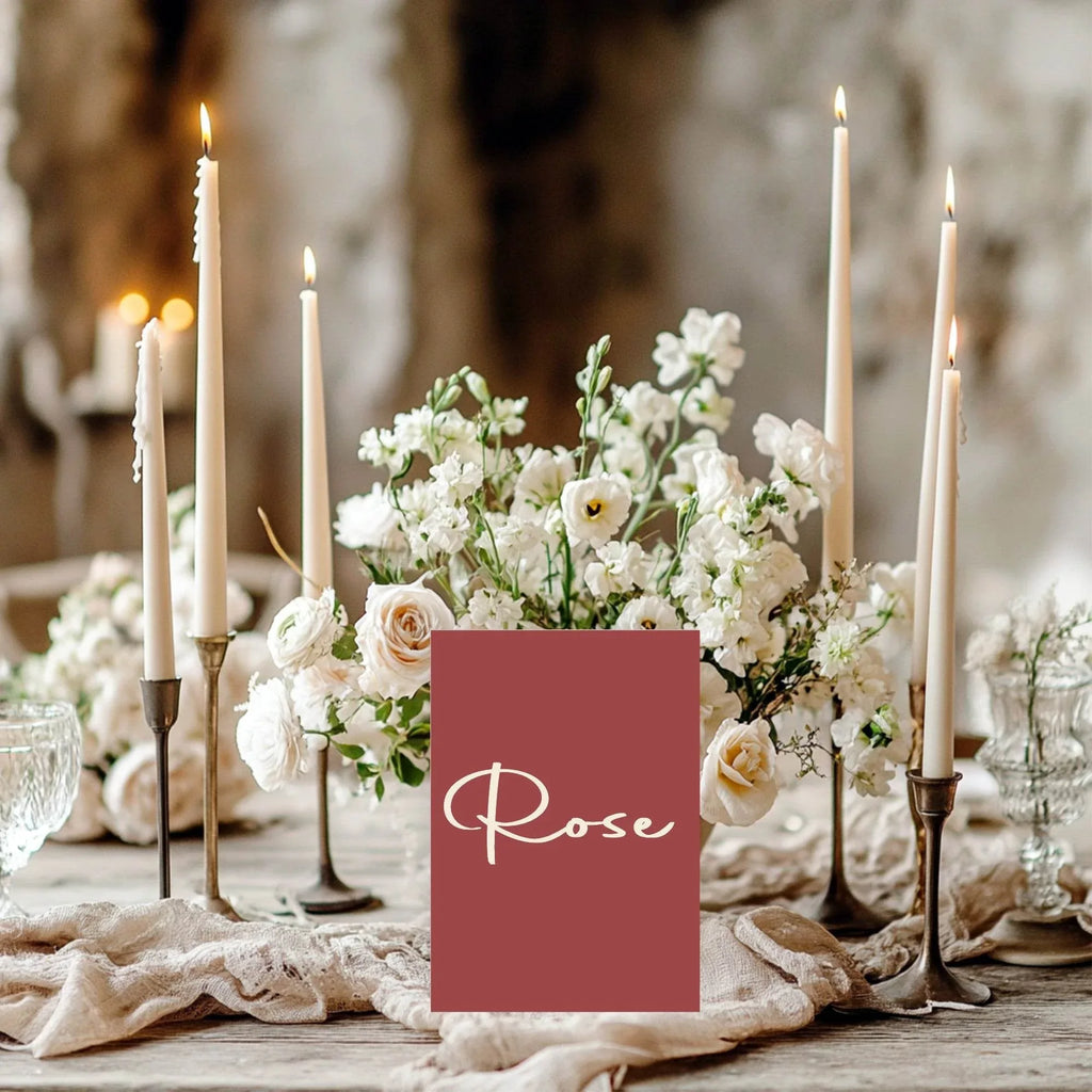 Rosewood Pack of Table Names Wedding Party Signs | A5 - Larosier Prints
