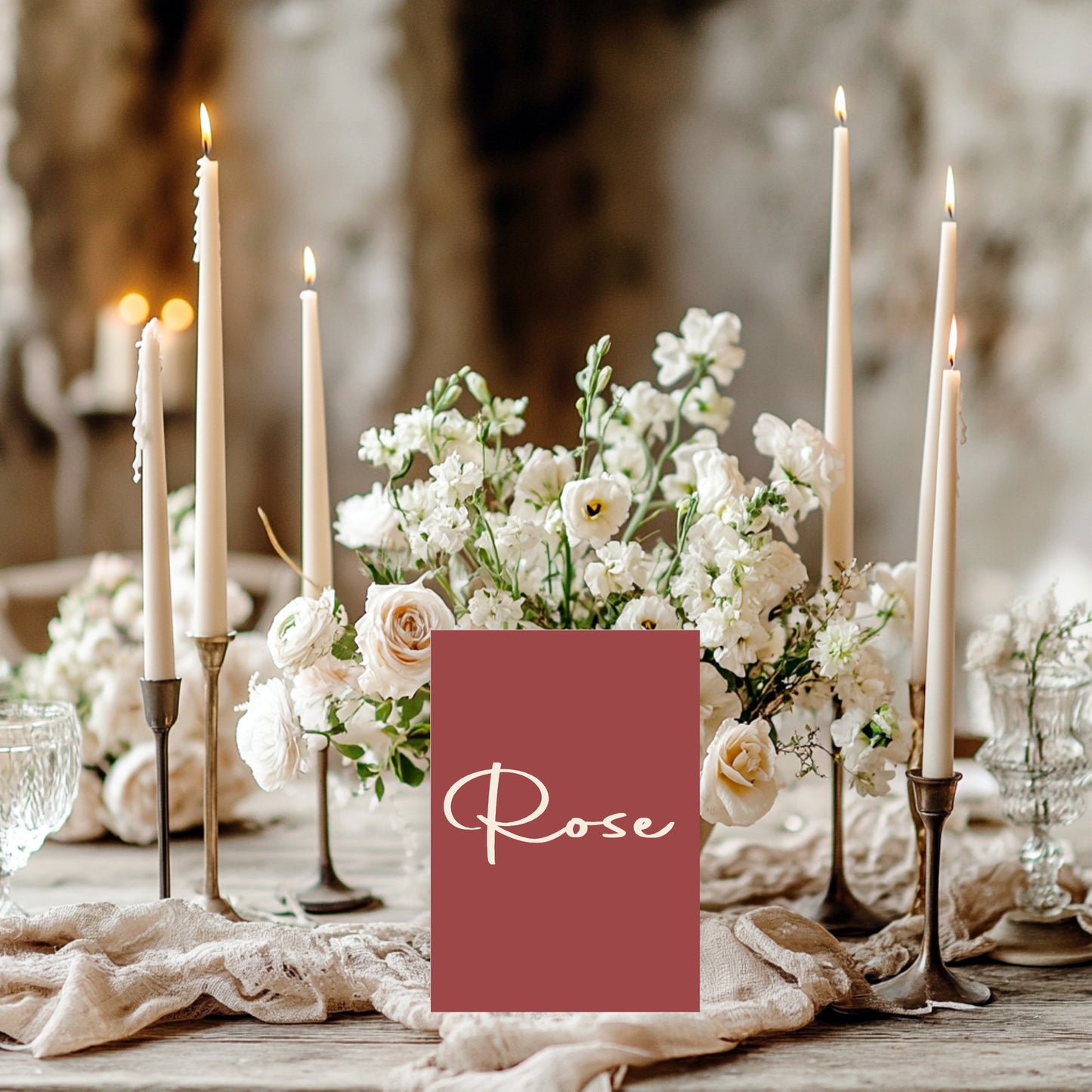 Rosewood Pack of Table Names Wedding Party Signs | A5