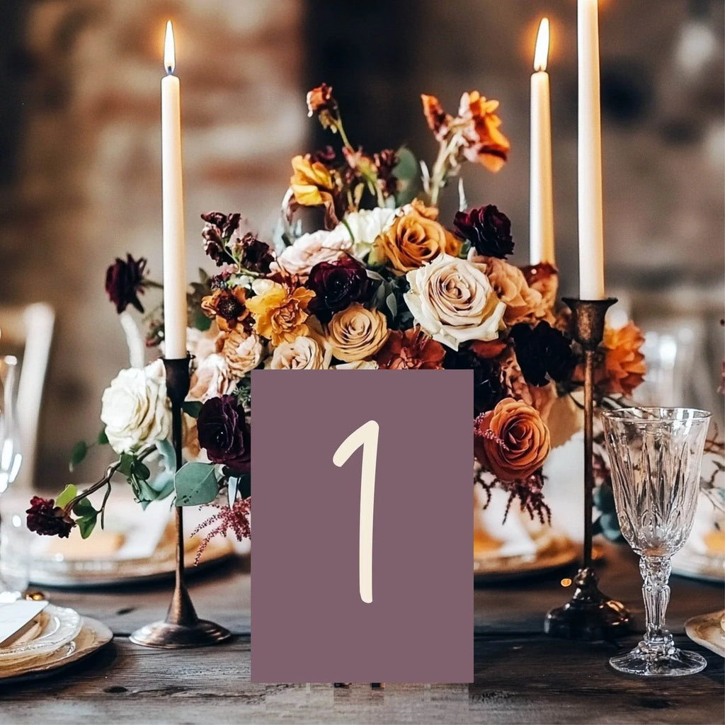 Heather Pack of Table Number Wedding Party Signs | A5 - Larosier Prints