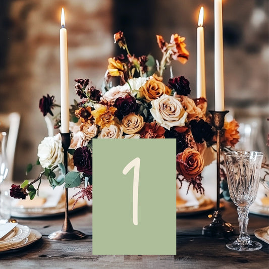 Willow Pack of Table Number Wedding Party Signs | A5