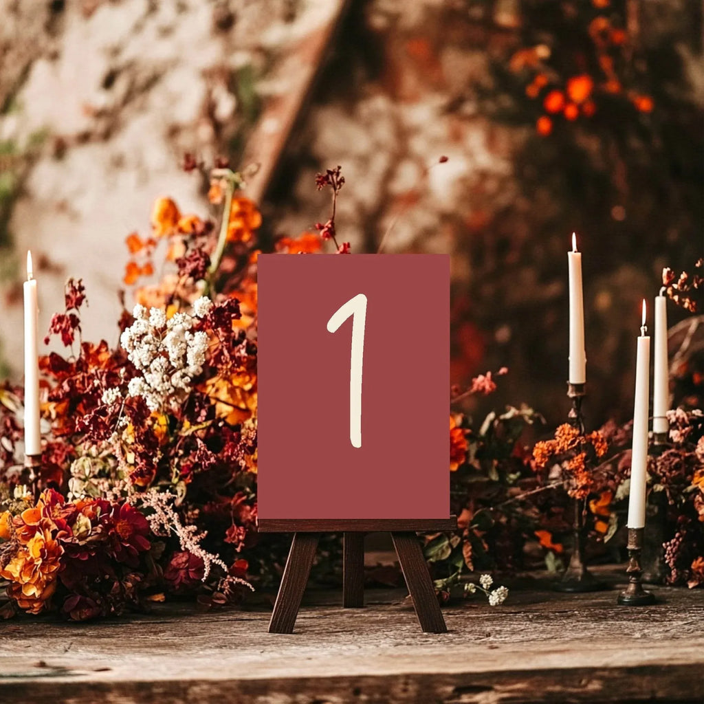 Rosewood Pack of Table Number Wedding Party Signs | A5 - Larosier Prints