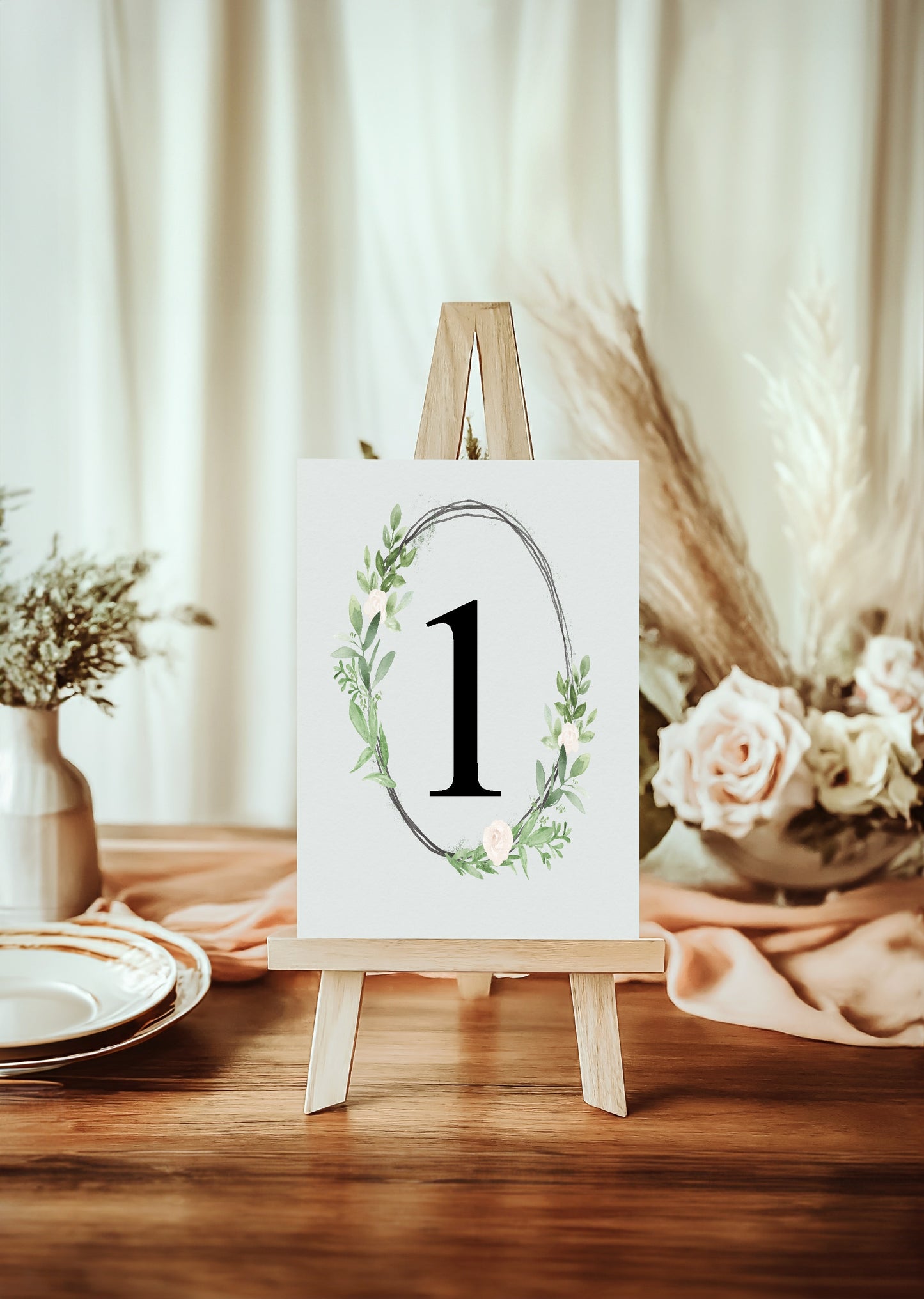 Green & White Rose Table Plan Wedding Sign