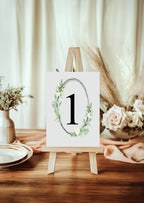Green & White Rose Pack of Table Number Wedding Party Signs - Larosier Prints