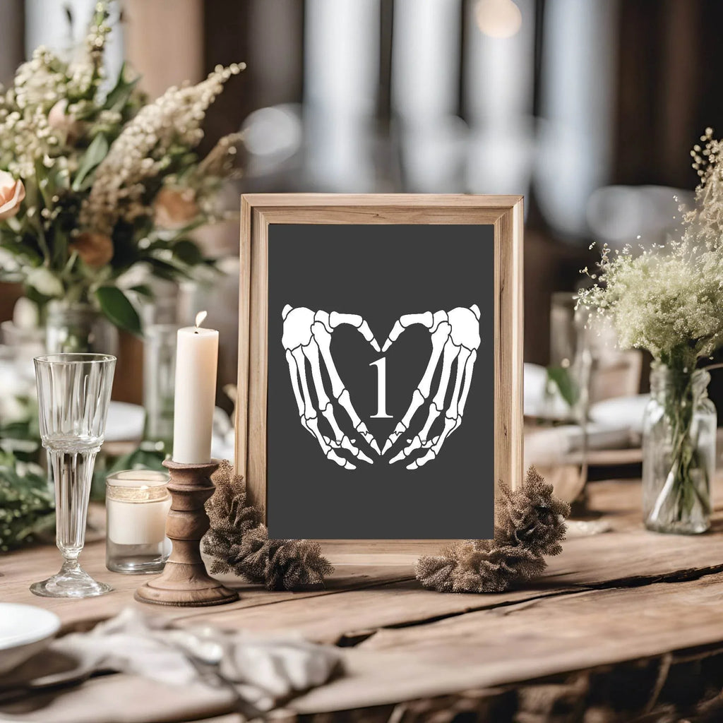 Gothic Pack of Table Number Wedding Party Signs - Larosier Prints