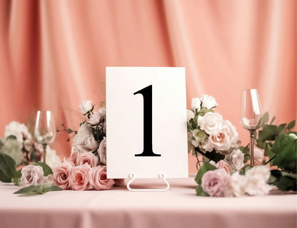 Minimalist Pack of Table Number Wedding Signs | Black & White