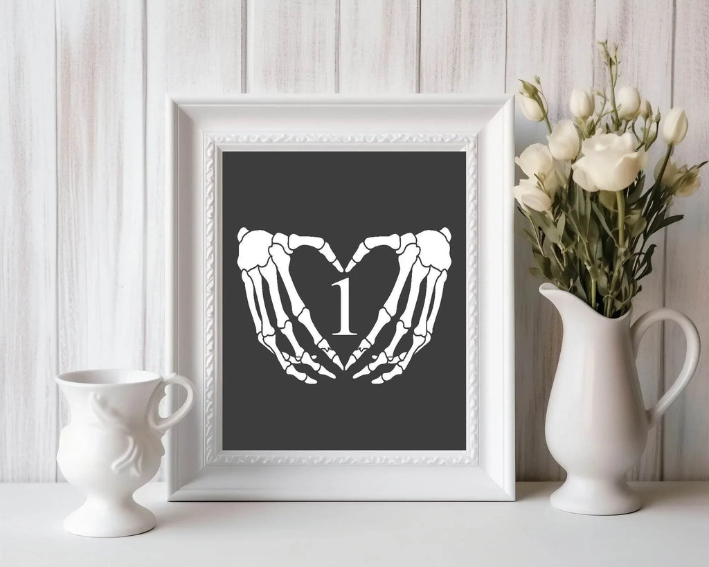 Gothic Pack of Table Number Wedding Party Signs - Larosier Prints