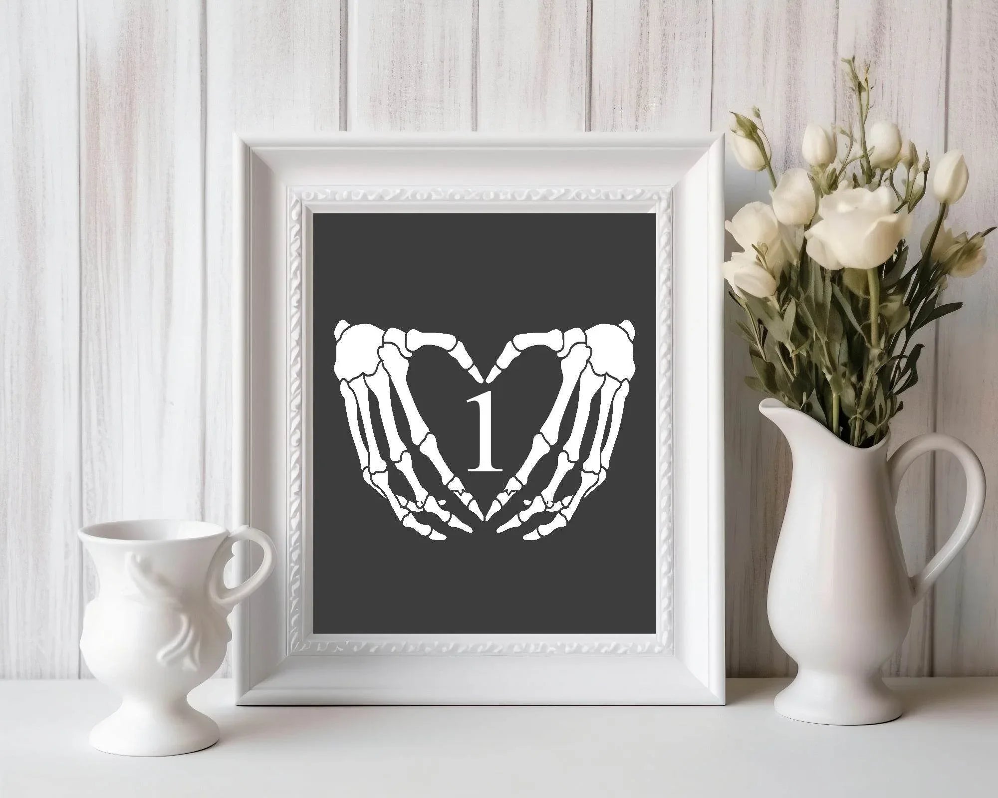 Gothic Pack of Table Number Wedding Party Signs - Larosier Prints