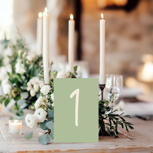 Willow Pack of Table Number Wedding Party Signs | A5
