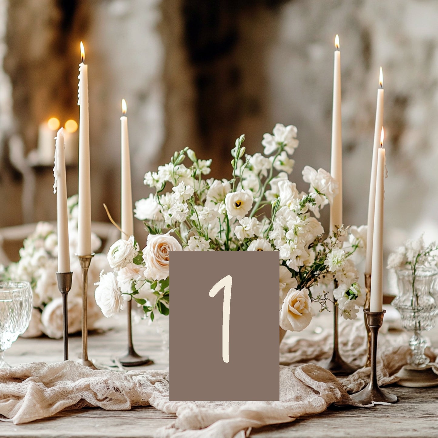 Earth Pack of Table Number Wedding Party Signs | A5