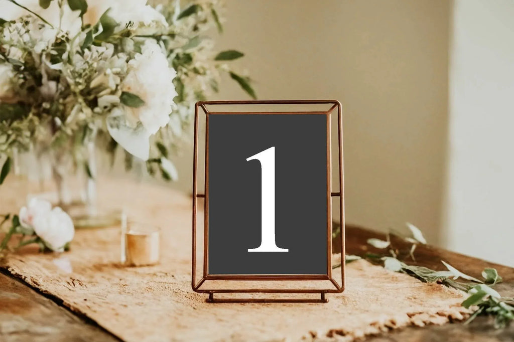 Minimalist Pack of Table Number Wedding Party Signs - Larosier Prints