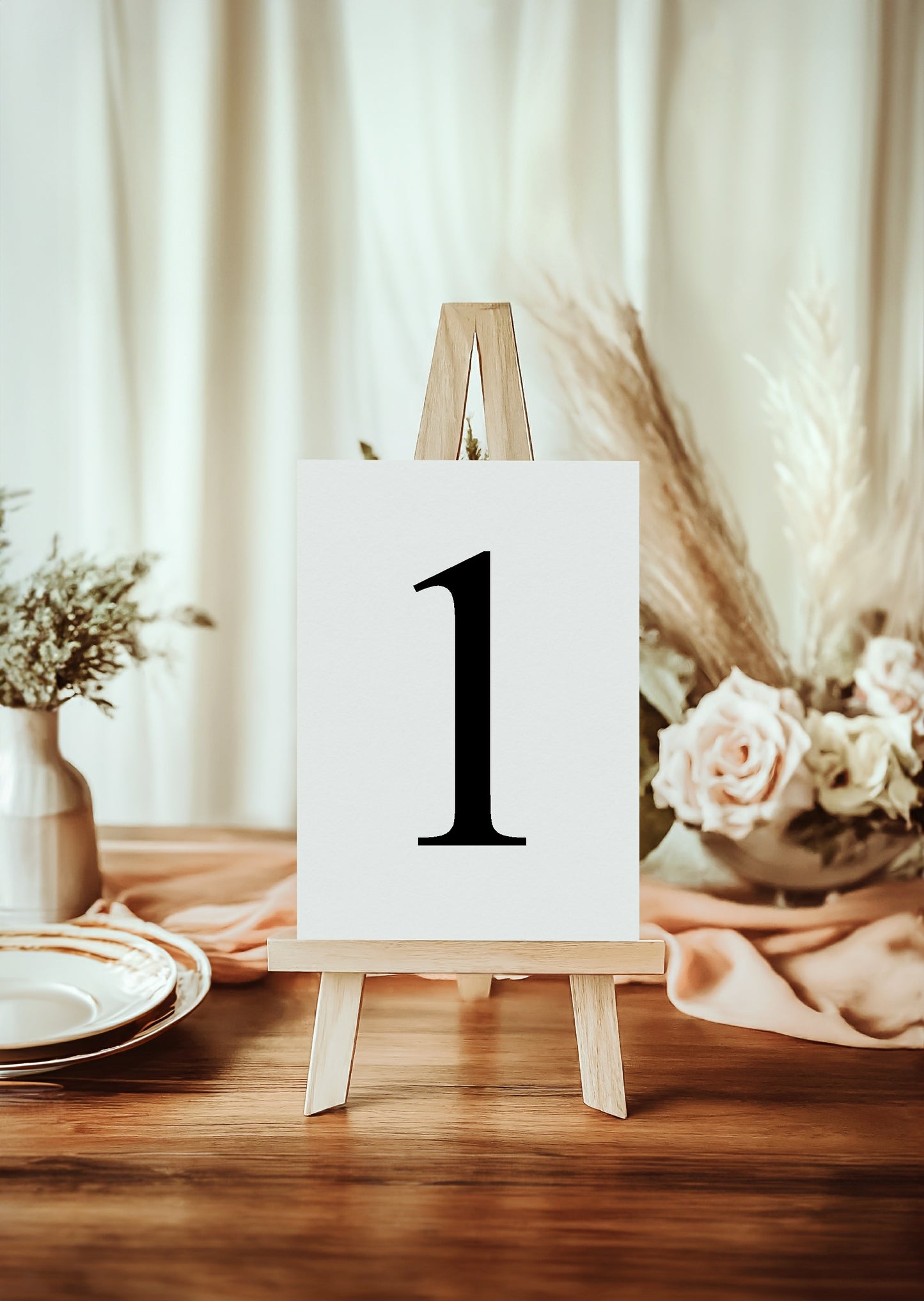 Minimalist Pack of Table Number Wedding Signs | Black & White