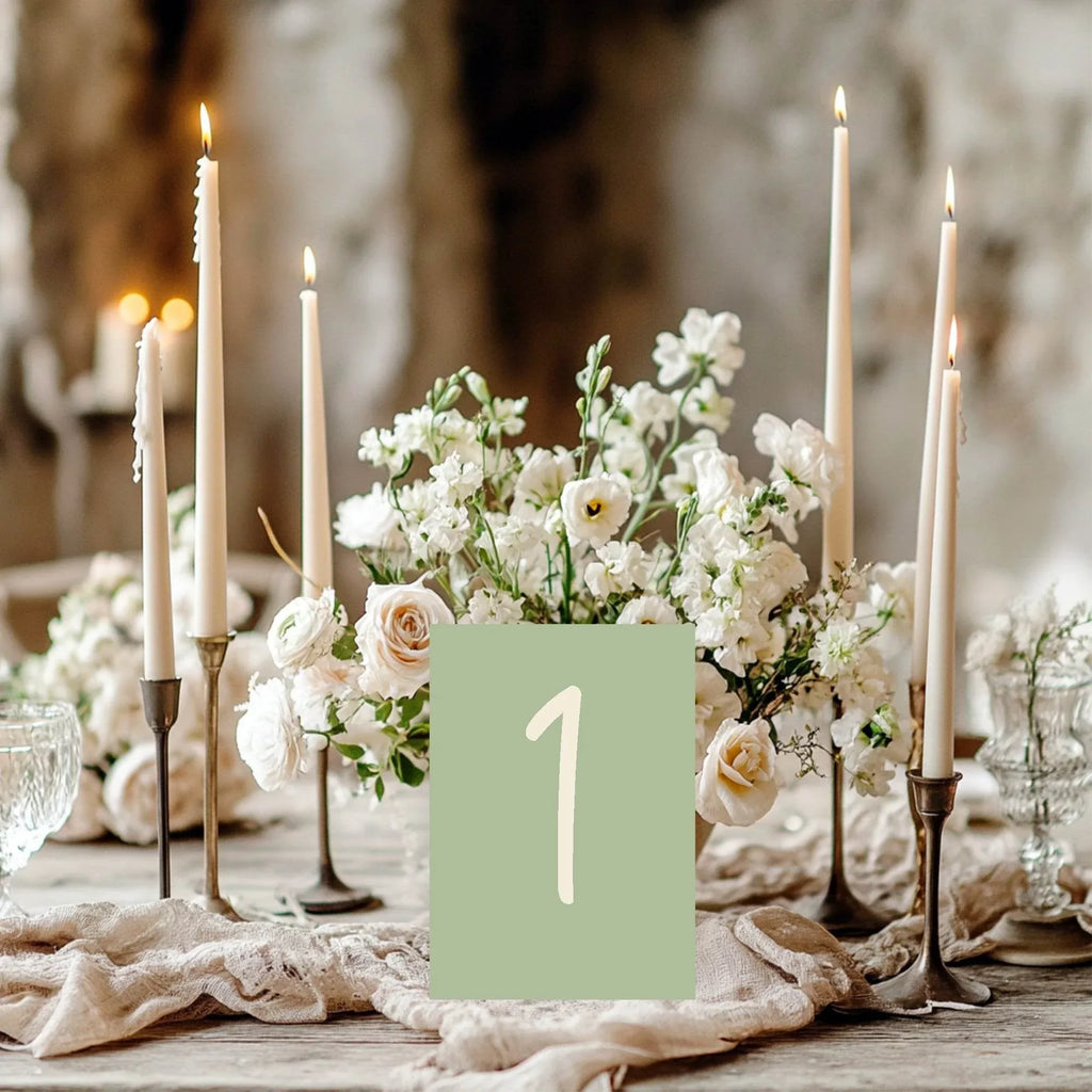 Willow Pack of Table Number Wedding Party Signs | A5 - Larosier Prints
