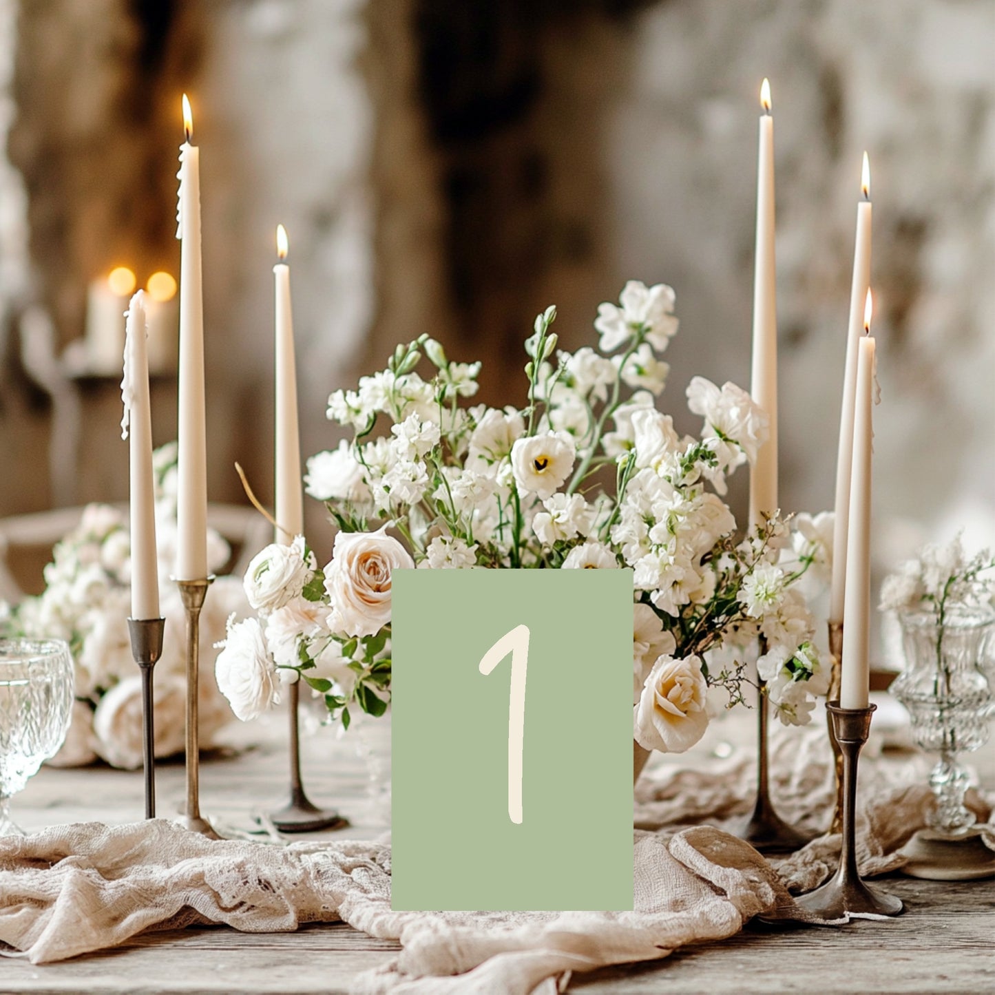Willow Pack of Table Number Wedding Party Signs | A5