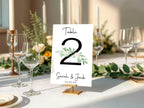 Green & White Rose Pack of Personalised Table Number Wedding Party Signs | A5 - Larosier Prints