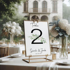 Green & White Rose Pack of Personalised Table Number Wedding Party Signs | A5 - Larosier Prints