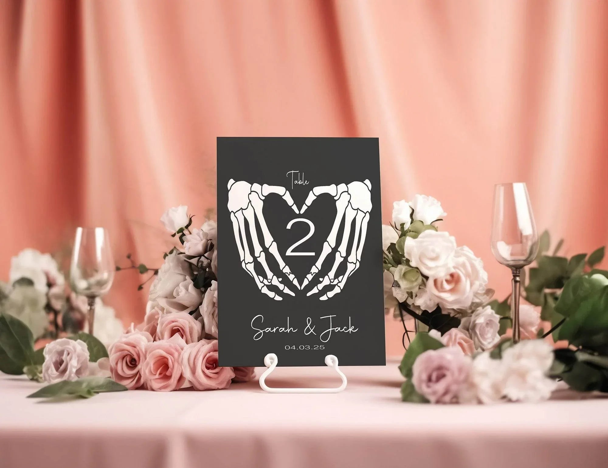 Gothic Pack of Personalised Table Number Wedding Party Signs - Larosier Prints