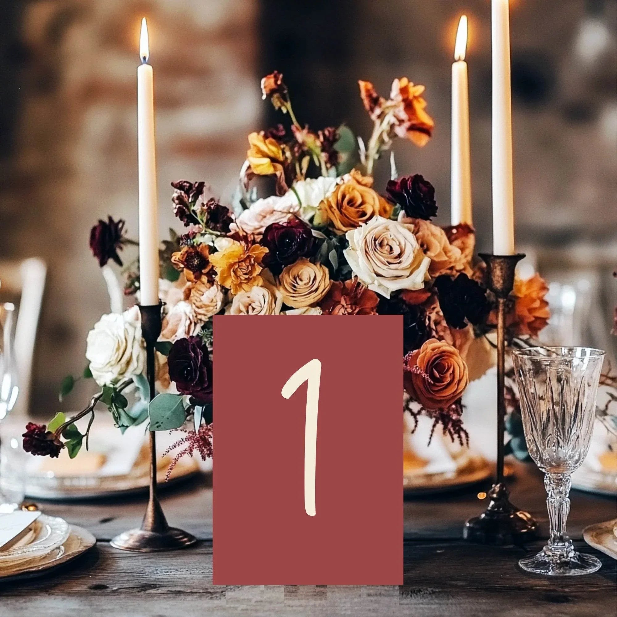 Rosewood Pack of Table Number Wedding Party Signs | A5 - Larosier Prints