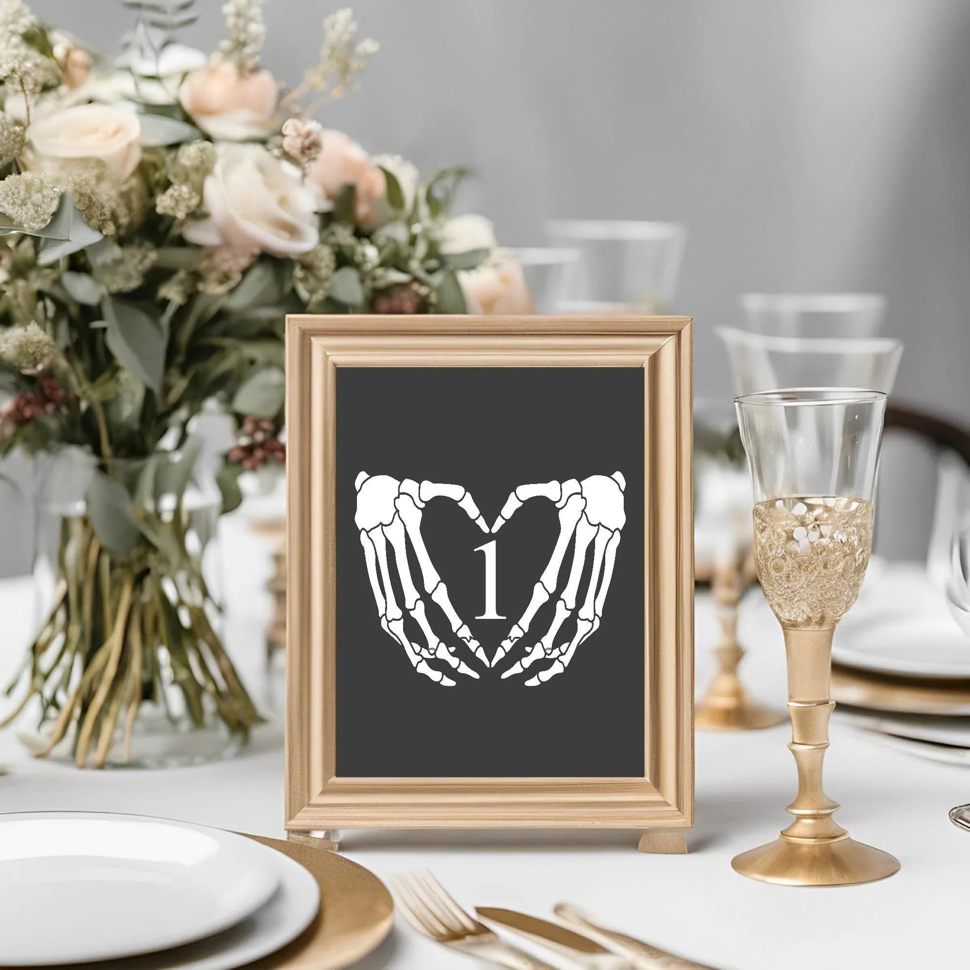 Gothic Pack of Table Number Wedding Party Signs - Larosier Prints