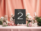 Minimalist Noir Pack of Personalised Table Number Wedding Party Signs - Larosier Prints